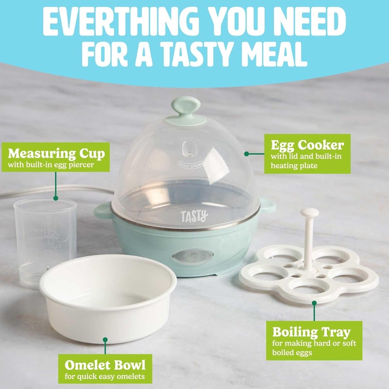 Tasty Mini Rapid Egg Cooker, 5-Egg Capacity for Perfect Hard Boiled Eggs or Omelets, Auto Shut Off, Aqua - Image 5